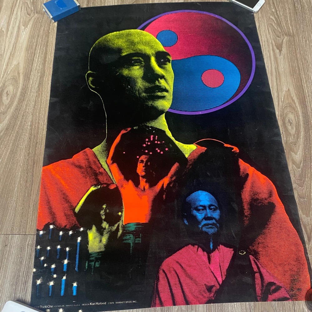 Vintage 1974 Kung Fu Blacklight Poster David Carradine Studio One Karl Kofoed